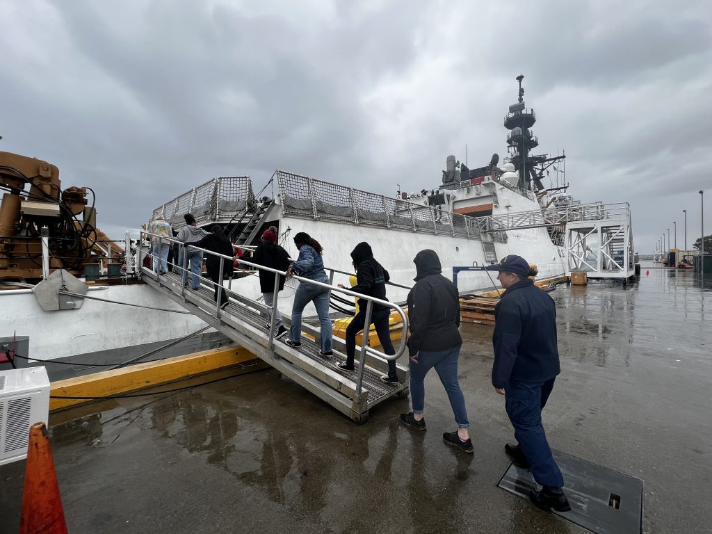 USCG cutter tour kids boarding